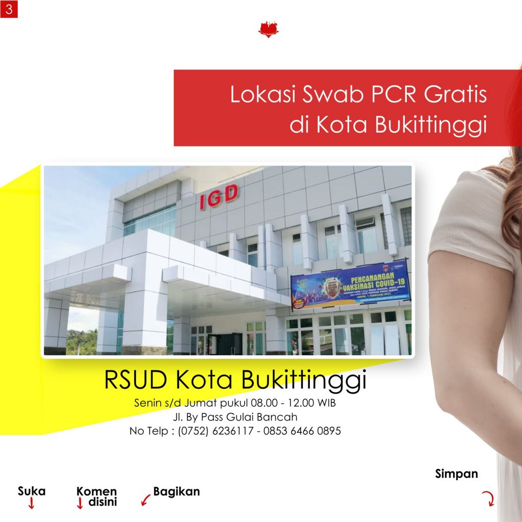 Jadwal Swab PCR Gratis di Kota Bukittinggi