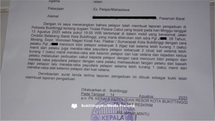 Berniat Mencari Kerja ke Bukittinggi, Seorang Gadis Diduga Dilecehkan Supir Travel